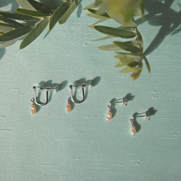 [免運費] Mustard pearl pendant &amp; earrings (earrings) K14WG Cree 第7張的照片