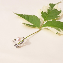 [免運費] Akoya 珍珠和氧化鋯花戒指尺寸免費 SV925 開口戒指 [含保修] 第9張的照片