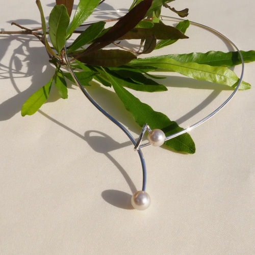 あこや真珠 2粒 フロントフック ネックレス 夏 ネックレス【保証書付