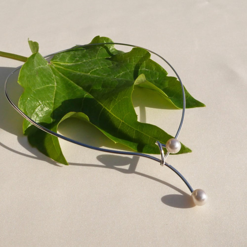 あこや真珠 2粒 フロントフック ネックレス 夏 ネックレス【保証書付