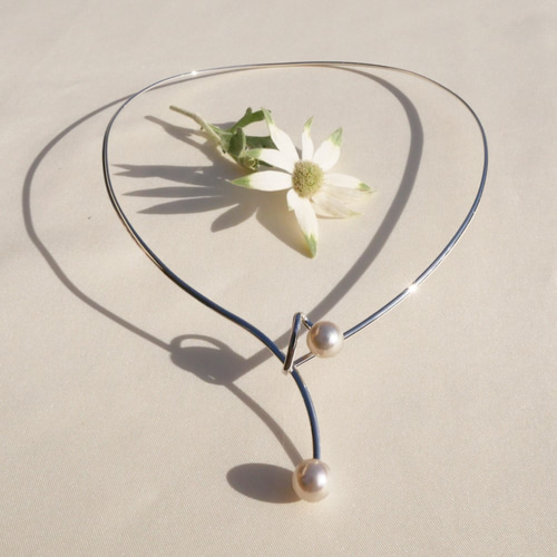 あこや真珠 2粒 フロントフック ネックレス 夏 ネックレス【保証書付