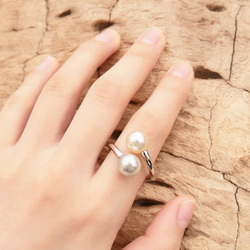 [免運費] Akoya 珍珠巴洛克 2 件組戒指，大 8-9 毫米，適合食指，純銀 [含保固] 第3張的照片