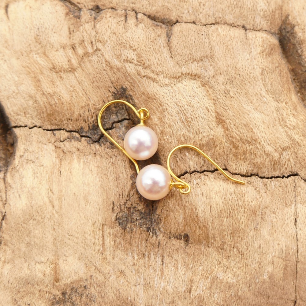 【送料無料】秋色 あこや真珠 シンプルフックピアス SV925 ゴールドカラー 選べる パール 秋色【保証書付】