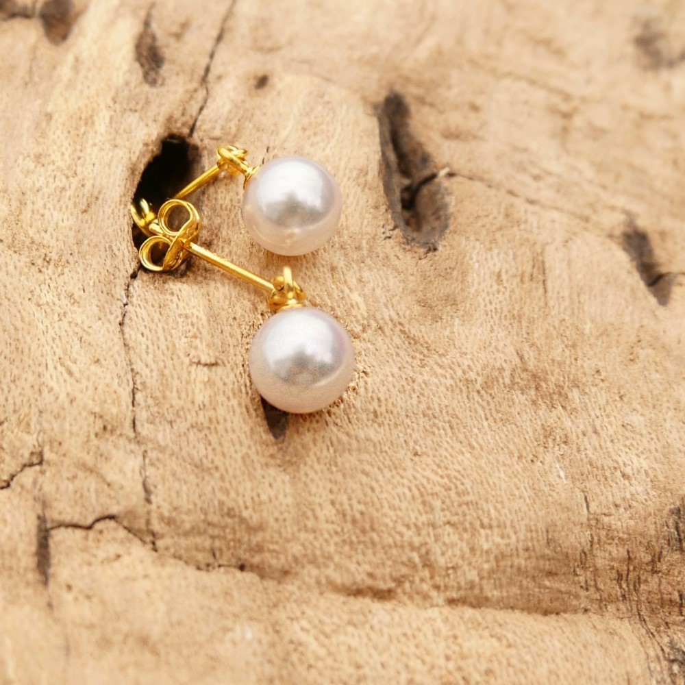 【送料無料】あこや真珠 揺れるピアス/イヤリング ゴールドカラー 一粒パール SV925 秋色【保証書付】