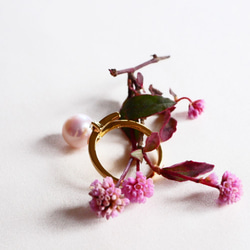 あこや真珠 桜カラーオープンリング フリーサイズ 8枚目の画像