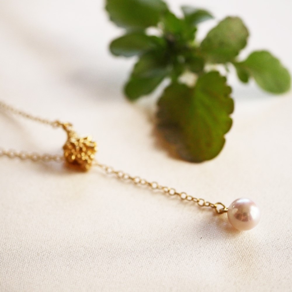 着脱簡単 あこや真珠  花束 の フロントクリップ ネックレス 14kgf 2way 3way【送料無料】