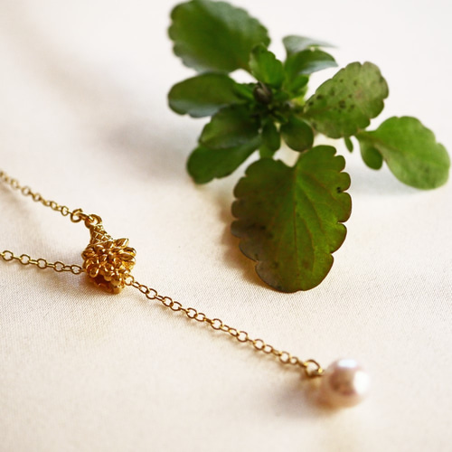 着脱簡単 あこや真珠 花束 の フロントクリップ ネックレス 14kgf 2way