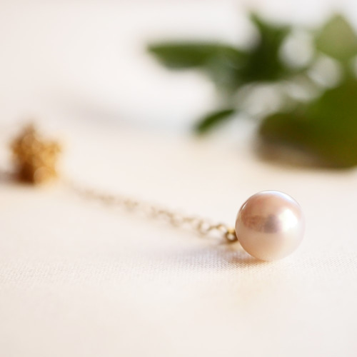 着脱簡単 あこや真珠 花束 の フロントクリップ ネックレス 14kgf 2way