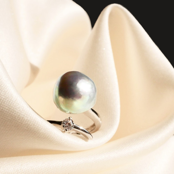[一分對象] Akoya珍珠仲夏深海色環大顆粒一顆粒自由尺寸色調珍珠[Creema限定] 第5張的照片