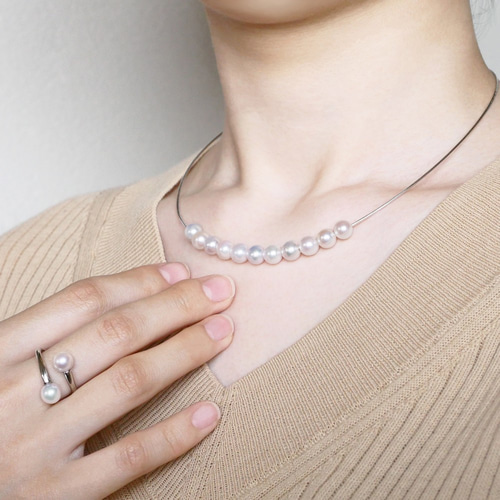 あこや真珠 11drops necklace オメガネックレス スライドピン