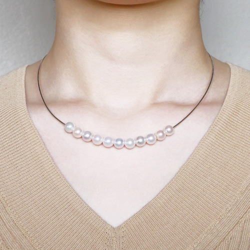 あこや真珠 11drops necklace オメガネックレス スライドピン