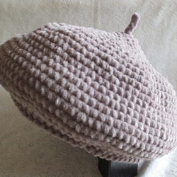 モールヤーン鉤針編みのベレー帽  ベージュ 2枚目の画像