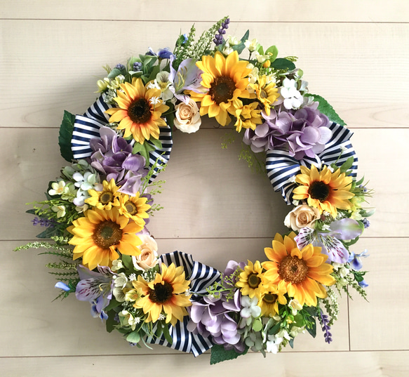 No.wreath-15207/ヒマワリのリース 20-(14) 42cm/アーティフィシャル  