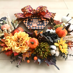 No.wreath-15215/ハロウィンリース　20-(3)　42x48cm/アーティフィシャルフラワー造花 10枚目の画像