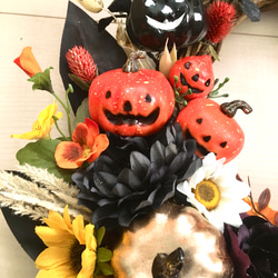 No.wreath-15225/ハロウィンリース20-(13)ファニーパンプキン42x45アーティフィシャルフラワー造花 5枚目の画像