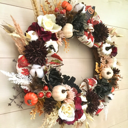 No.wreath-15229/ハロウィンリース　20-(17)　48cm/アーティフィシャルフラワー造花 2枚目の画像