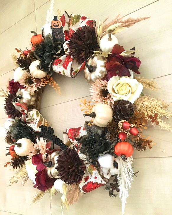 No.wreath-15229/ハロウィンリース　20-(17)　48cm/アーティフィシャルフラワー造花 3枚目の画像