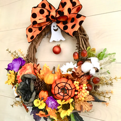 No.wreath-15234/ハロウィンリース　20-(22)　40x40cm/アーティフィシャルフラワー造花 3枚目の画像