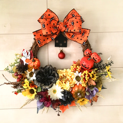 No.wreath-15235/ハロウィンリース　20-(23)　40x40cm/アーティフィシャルフラワー造花 10枚目の画像
