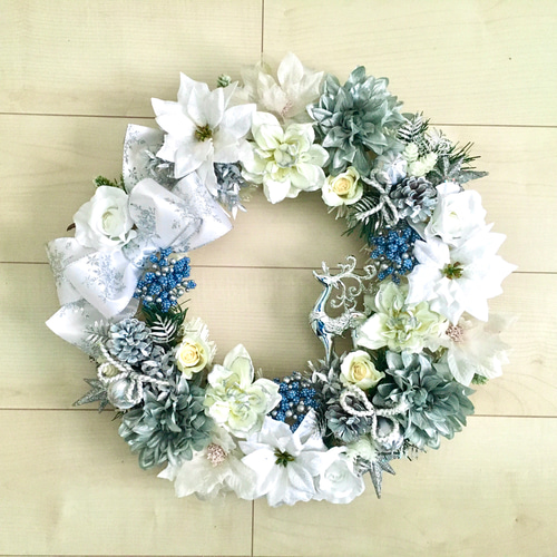 クリスマスリース♪造花 No.xmas-14463/大型クリスマスリース23-(1)43x42cm/アーティフィシャル