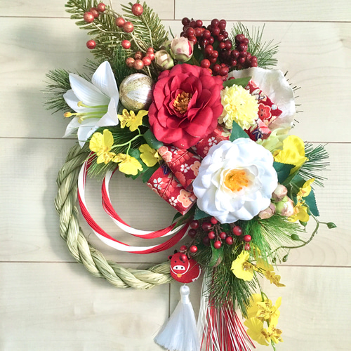 お正月 リース♪No.4 No.wreath-15270/お正月しめ縄リース しめ飾り 20-(21) 45x30