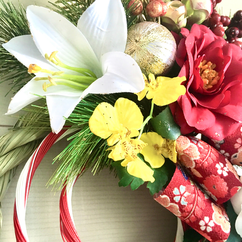 No.wreath-15270/お正月しめ縄リース しめ飾り 20-(21) 45x30/アーティ