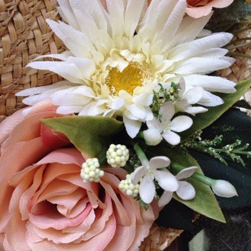 No.wreath-14092/☆玄関リース☆/アートフラワーリース36cm/麦わら帽子  