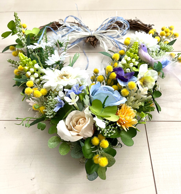 No.wreath-15280/ハート型リース21-(2) 33x30cm /アーティフィシャルフラワー造花 8枚目の画像