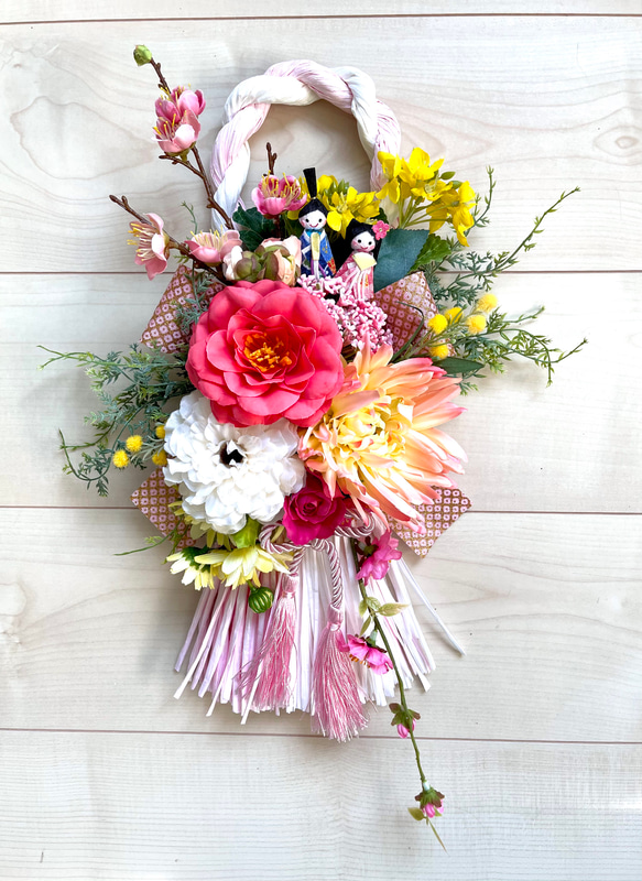 No.wreath-15288/ひな祭りリース21-(7) 43x26cm /アーティフィシャルフラワー造花 10枚目の画像