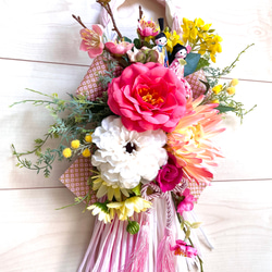No.wreath-15288/ひな祭りリース21-(7) 43x26cm /アーティフィシャルフラワー造花 2枚目の画像