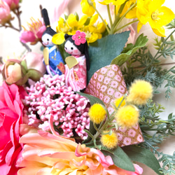 No.wreath-15288/ひな祭りリース21-(7) 43x26cm /アーティフィシャルフラワー造花 8枚目の画像
