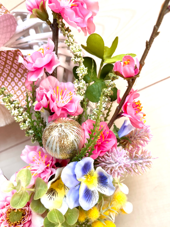 No.wreath-15289/ひな祭りリース21-(8) 30x38cm /アーティフィシャルフラワー造花 7枚目の画像