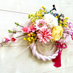 No.wreath-15299/ひな祭りリース21-(18) 33x50cm /アーティフィシャルフラワー造花 3枚目の画像