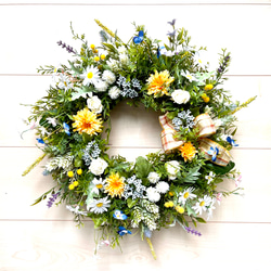 No.wreath-15326/ガーデングリーンのリース(1) 43cm /アーティフィシャルフラワー造花 1枚目の画像