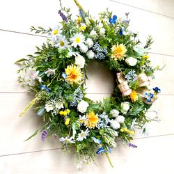 No.wreath-15326/ガーデングリーンのリース(1) 43cm /アーティフィシャルフラワー造花 2枚目の画像