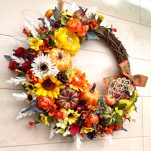 ✤ ✤ ハロウィンリース♬ 造花 デコレーションリース ✤ ✤ No.wreath