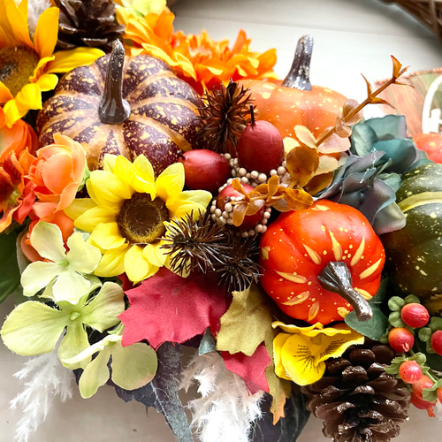 ✤ ✤ ハロウィンリース♬  造花  デコレーションリース ✤ ✤ No.wreath-15368/ ハロウィンリース 21-(4) 45x45cm /アーティ