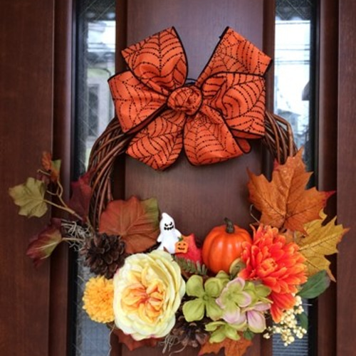 ☆ハロウィンリース☆玄関リース☆フラワーリース