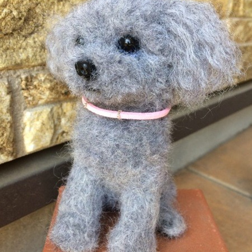 No.felting-14094/羊毛フェルト・動物・犬/トイプードル（グレー