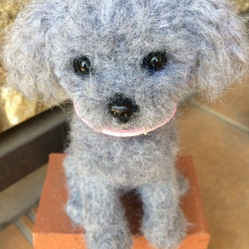 No.felting-14094/羊毛フェルト・動物・犬/トイプードル（グレー