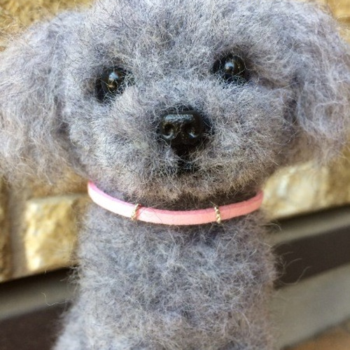 No.felting-14094/羊毛フェルト・動物・犬/トイプードル（グレー