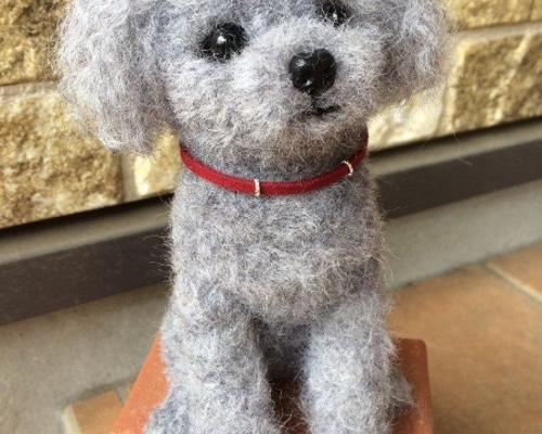 No.felting-14096/羊毛フェルト・動物・犬/トイプードル（グレー