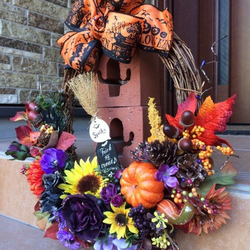 ☆ハロウィンリース☆玄関リース☆フラワーリース
