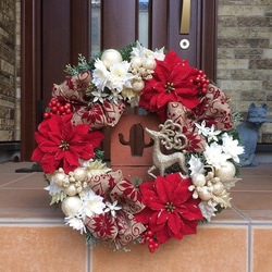 商品名【輝羅】みーこ❤ポインセチアのクリスマス フラワーリース