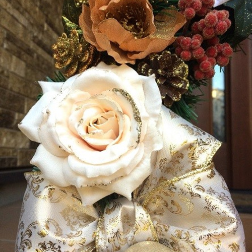 No.xmas-14265/特大クリスマスリース50cm/シャンパンゴールド