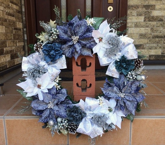 特大BIGクリスマスリース ポインセチア