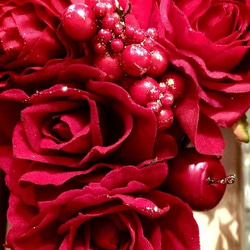 No.wreath-14764/ハート型リース/レッドローズ30cm/バレンタイン/母の日/春リース/アートフラワー造花 5枚目の画像
