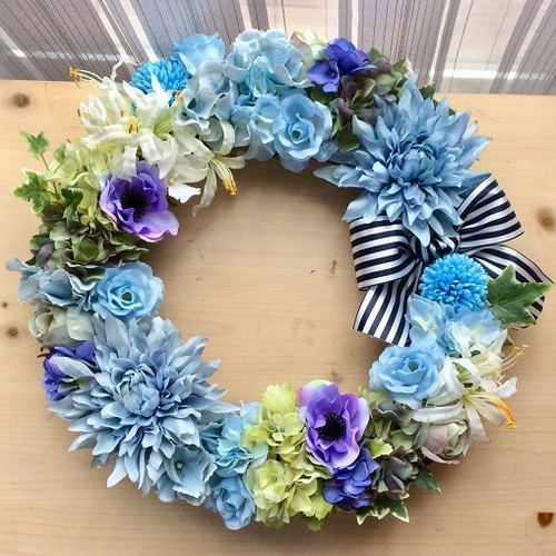 No.wreath-14853/玄関リース/母の日/40cm/ダリアとアネモネのリース  