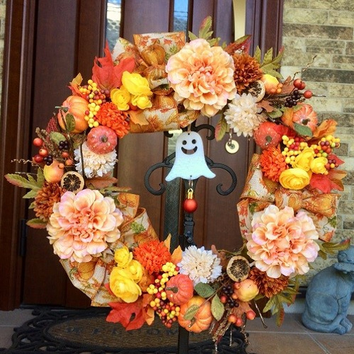 優しいオレンジのラナンキュラスリース 母の日リース 春リース