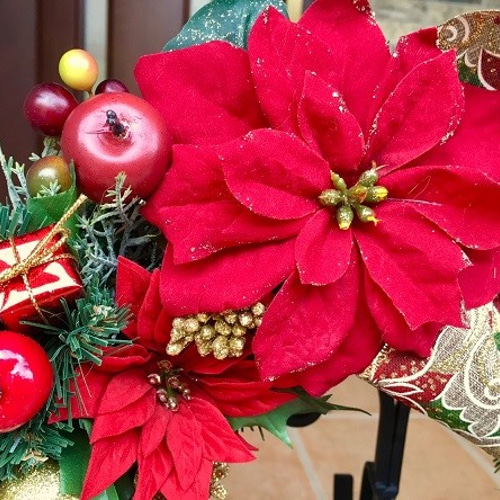サンタ付き】【40cm】greenのポインセチアのクリスマスリース